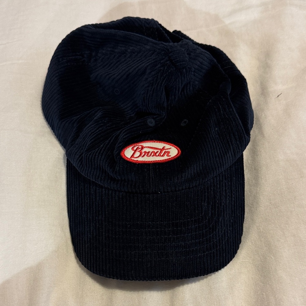 Brixton Navy Corduroy Hat with Red Logo